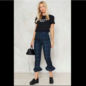 NWT Nasty Gal Cute Retro Plaid/Tartan Ruffle Pants